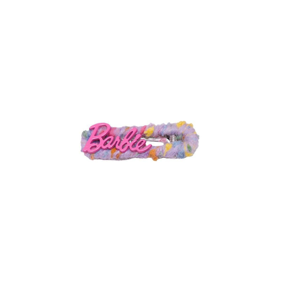 Knitted Wool Hair Clip for Women - Lilac with Bright Pink Lettering