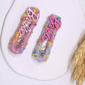 Knitted Wool Hair Clip for Women - Lilac with Bright Pink Lettering - view 5