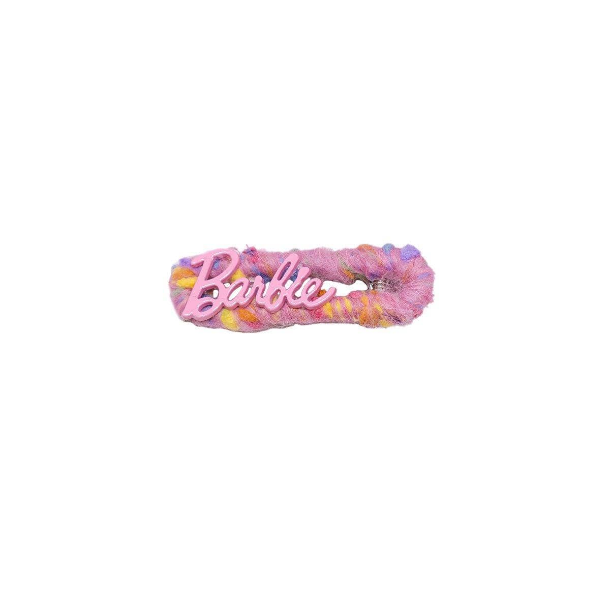 Knitted Wool Hair Clip for Women - Pink with Script Lettering