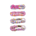 Knitted Wool Hair Clip for Women - Pink with Script Lettering - view 3