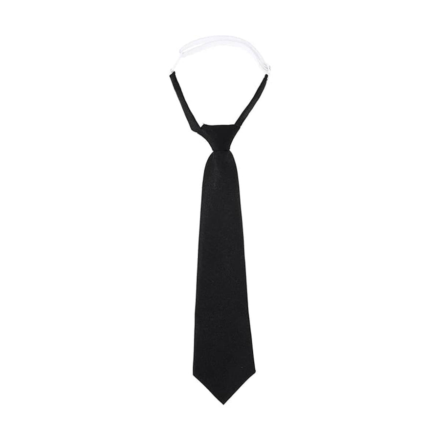 Knot-Free Pre-Tied School Uniform Tie for Students and Professionals - Black