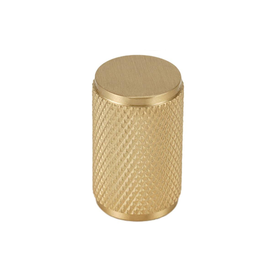Knurled Brass Cylinder Cabinet Handle - 20mm Diameter