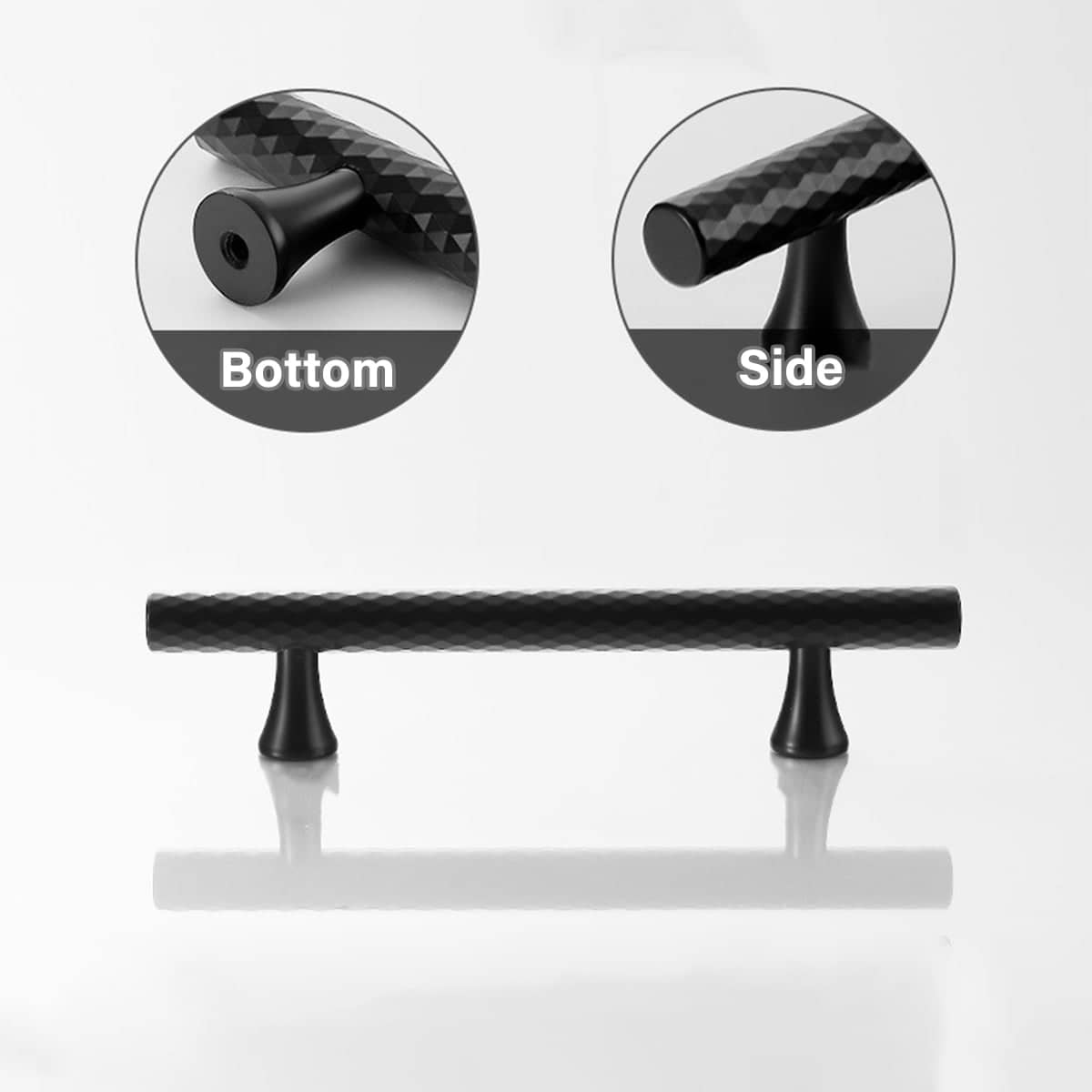 Knurled Cabinet Door Handle Drawer Pull - Black, 148 mm Long, 96 mm Hole Spacing - view 5