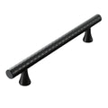 Knurled Cabinet Door Handle Drawer Pull - Black, 178 mm Long, 128 mm Hole Spacing