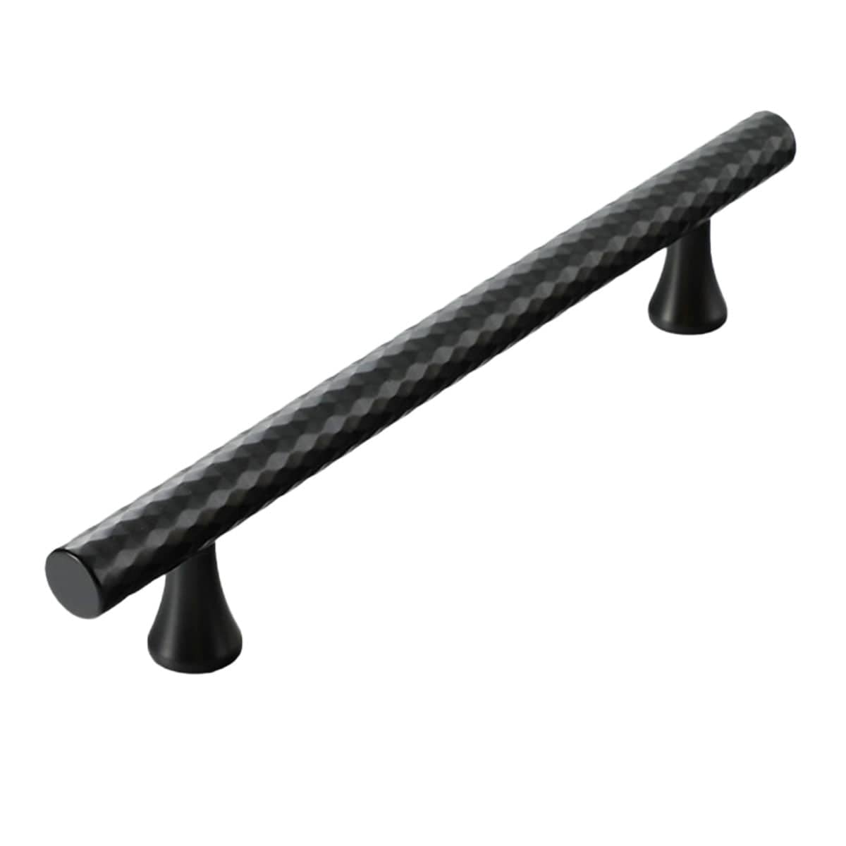 Knurled Cabinet Door Handle Drawer Pull - Black, 178 mm Long, 128 mm Hole Spacing