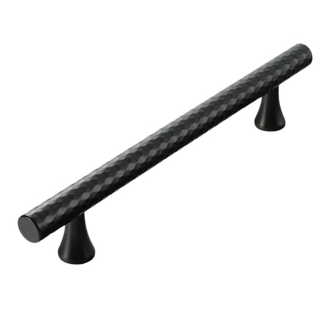 Knurled Cabinet Door Handle Drawer Pull - Black, 178 mm Long, 128 mm Hole Spacing