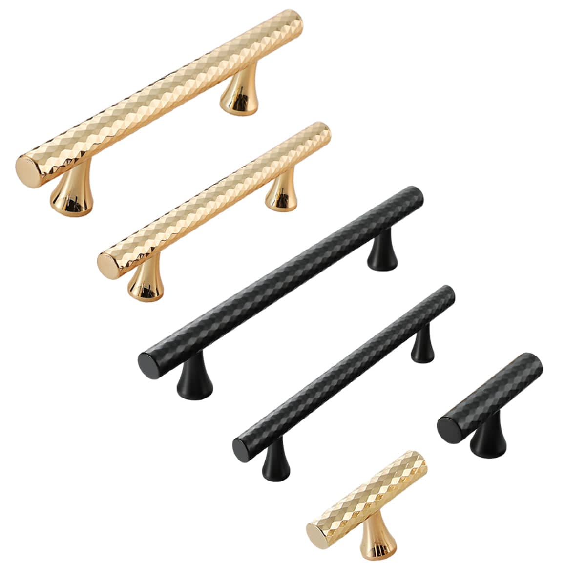 Knurled Cabinet Door Handle Drawer Pull - Black, 56 mm Long, Single Hole - view 3