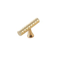 Knurled Cabinet Door Handle Drawer Pull - Gold, 56 mm Long, Single Hole