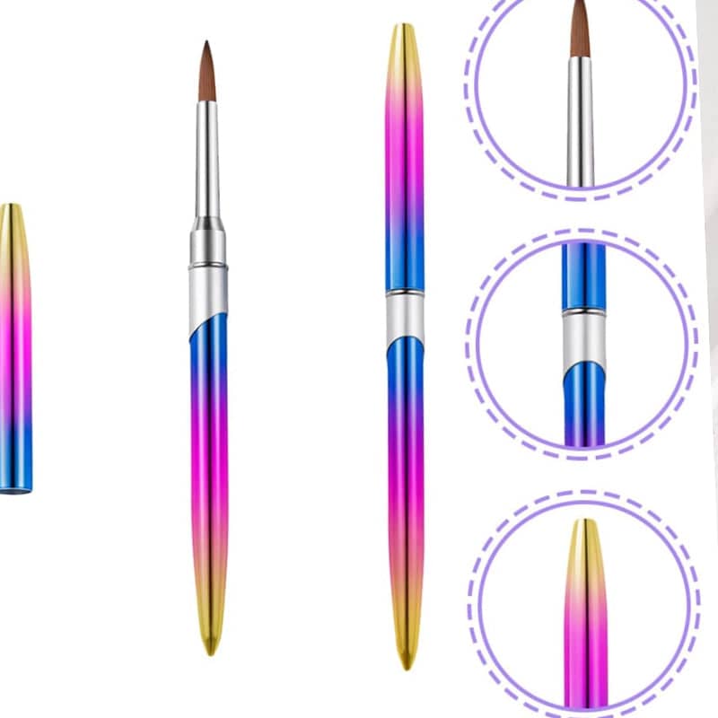 Kolinsky Acrylic Nail Brush, Rainbow Gradient Handle - Size 4 - view 3