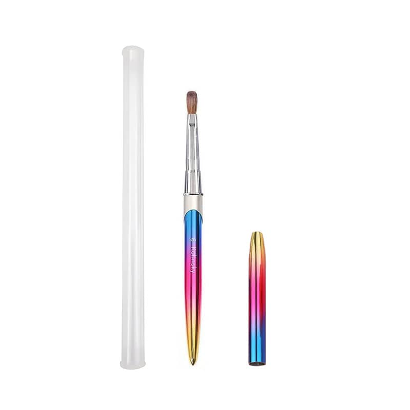 Kolinsky Acrylic Nail Brush, Rainbow Gradient Handle - Size 6