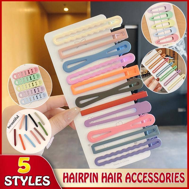Korean Style Alloy Hair Clips - Pastel Link Design, Set of 5 - view 2