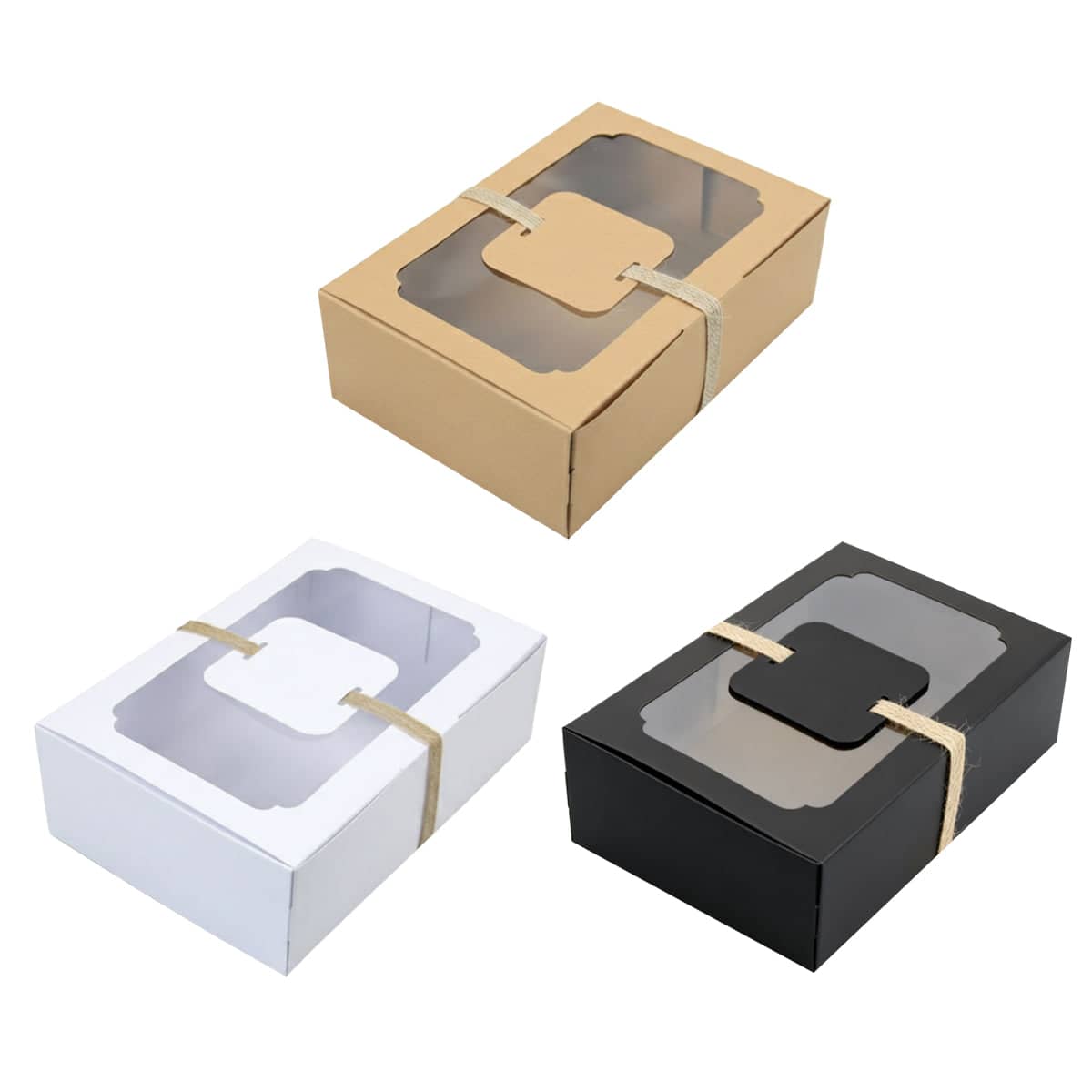 Kraft Brown Candy Box with Clear Window, Pack of 24 Easy to Assemble Gift Boxes - view 3