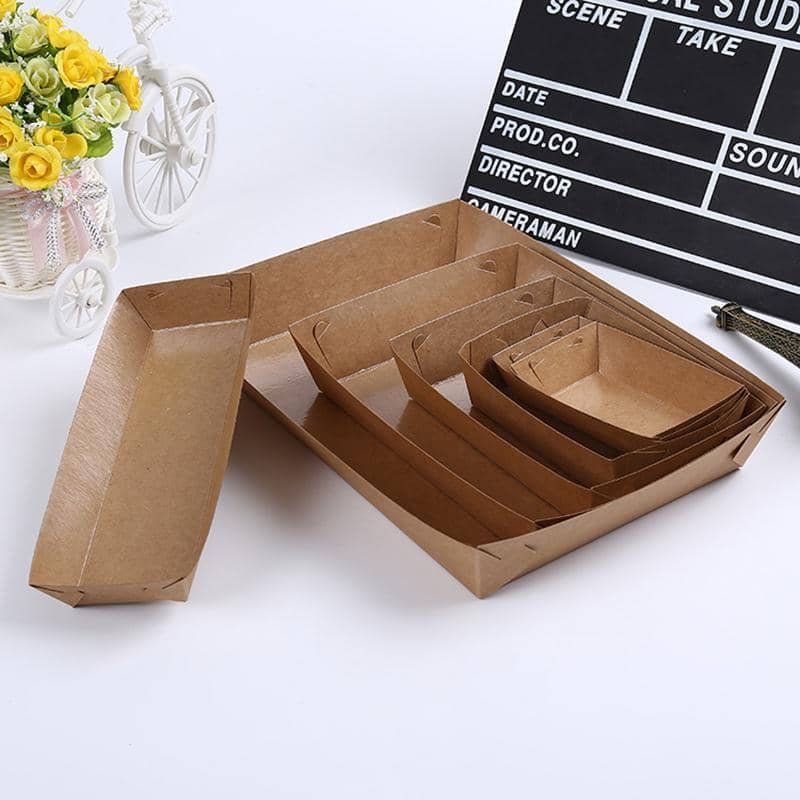 Kraft Cardboard Takeaway Food Trays, Pack of 500 - Size 5, 20 x 6 x 3cm - view 5