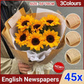 Kraft English Newspaper Gift Packaging Paper for Bouquets, Pack of 45 Sheets, Black Print - view 2