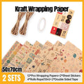 Kraft Gift Wrapping Paper Set Birthday Valentines Holiday 12 Sheets 50 x 70 cm