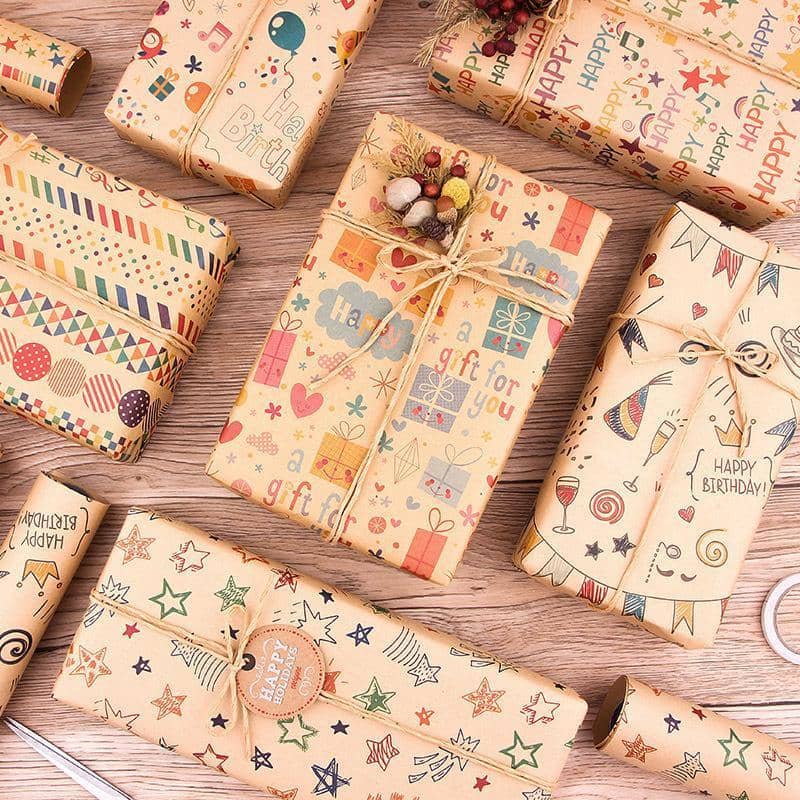 Kraft Gift Wrapping Paper Set Birthday Valentines Holiday 12 Sheets 50 x 70 cm - view 3