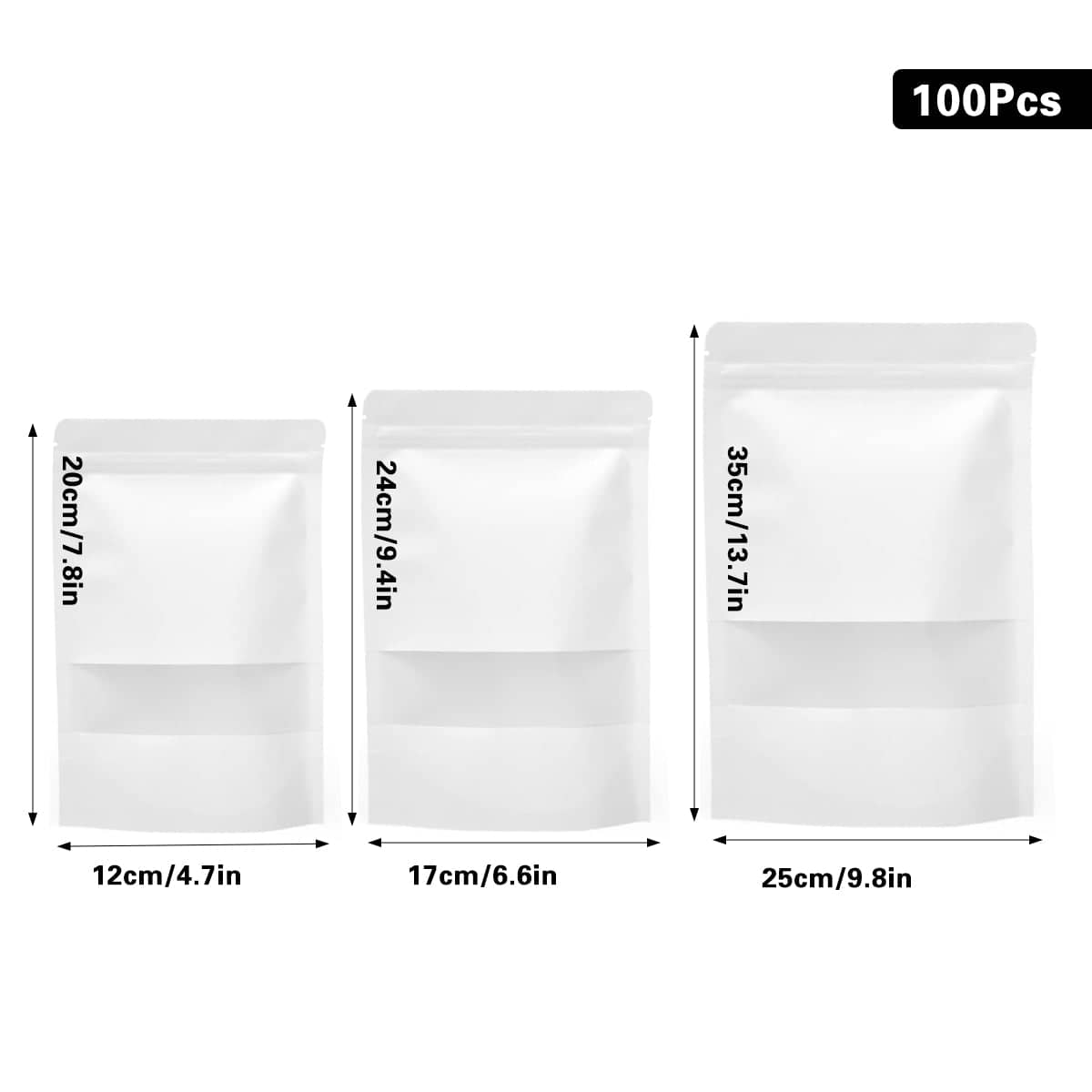 Kraft Paper Bags with Clear Window, Pack of 100 - 12 x 20 cm - view 4