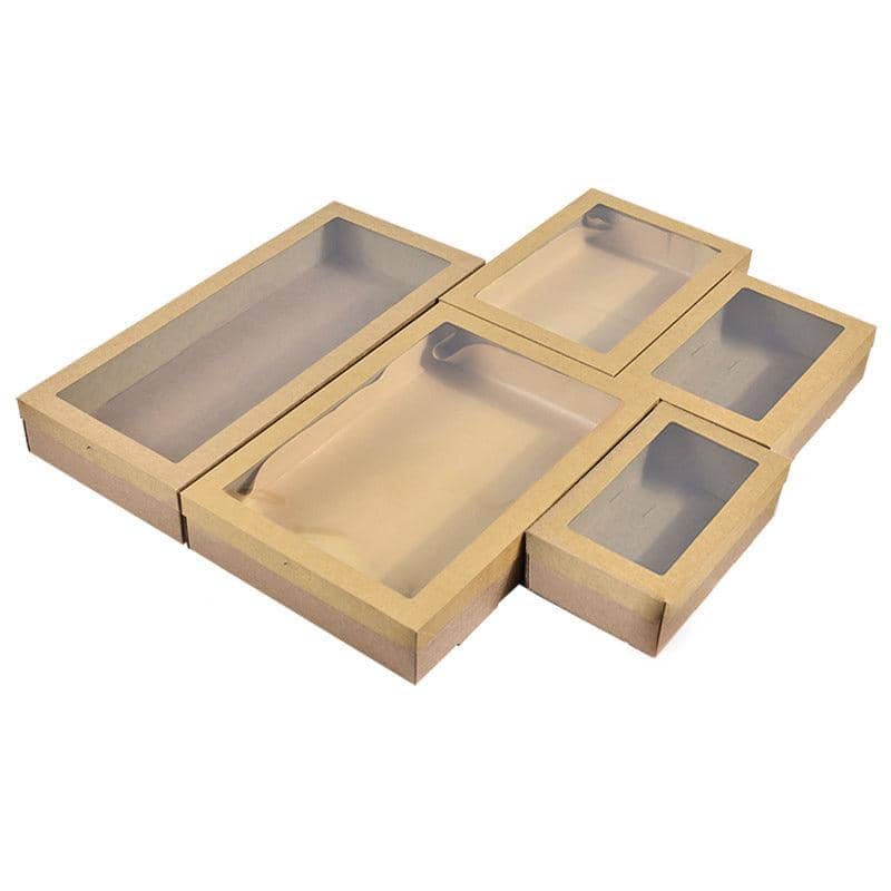 Kraft Paper Bakery Pie Boxes with Window, Pack of 20 - Long (56 x 25 x 8 cm) - view 3