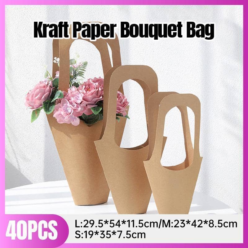Kraft Paper Bouquet Bags for Flowers, Pack of 40 - Small (19 x 35 x 7.5 cm) - view 2
