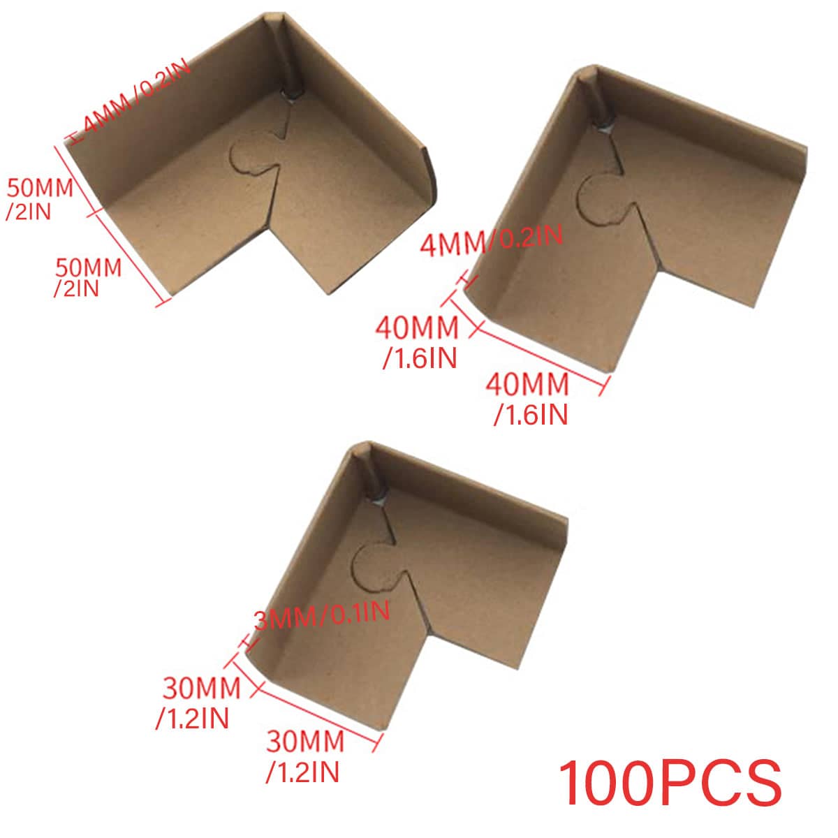 Kraft Paper Cardboard Corner Protectors, 90 Degree - 30 x 30 x 3 mm, Pack of 100 - view 4