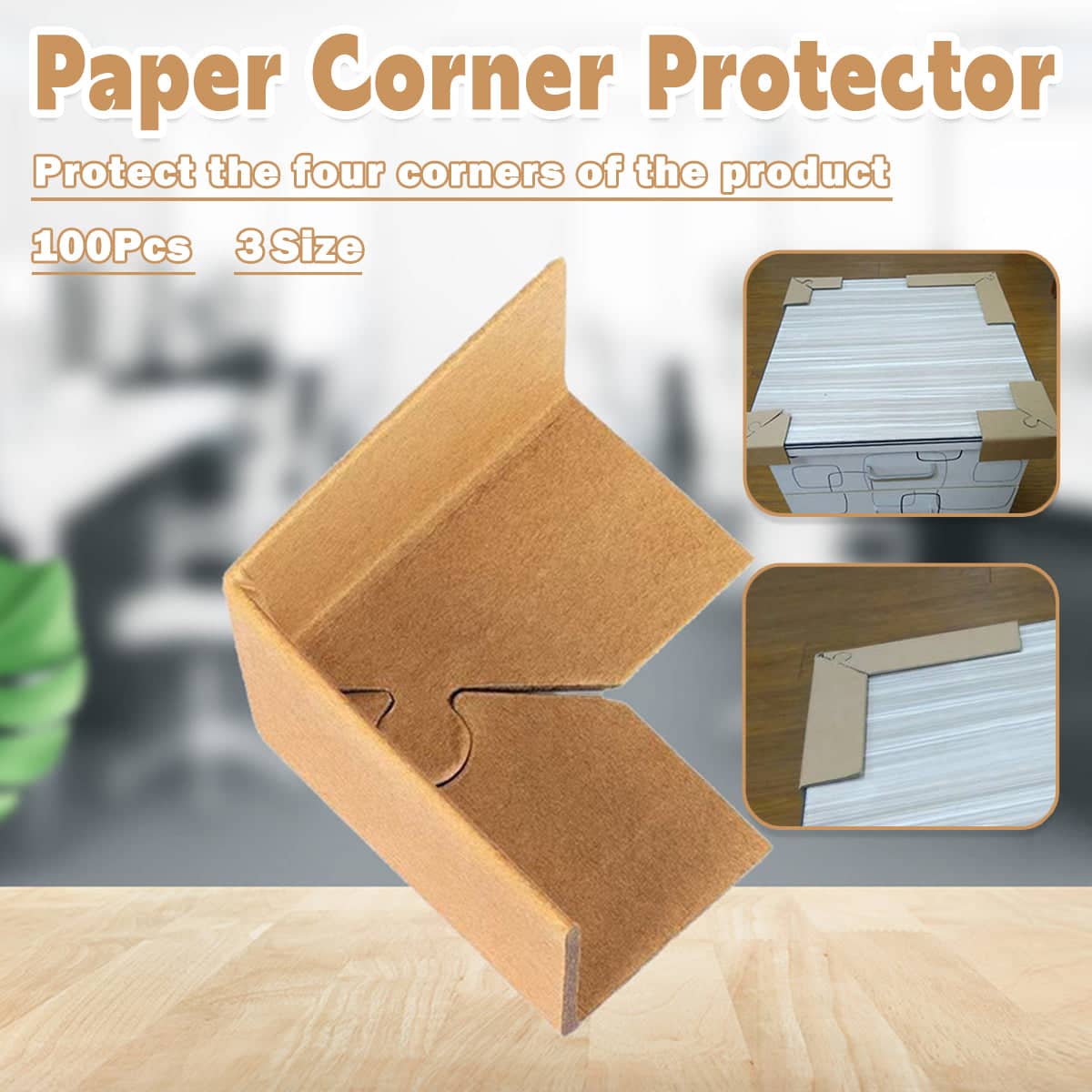Kraft Paper Cardboard Corner Protectors, 90 Degree - 40 x 40 x 4 mm, Pack of 100 - view 2
