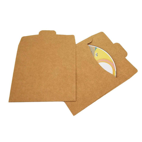Kraft Paper CD Envelopes Pack of 50 Card Holders 12.3cm - Khaki