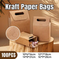 Kraft Paper Christmas Gift Bags - Pack of 100, 14 x 8 x 21 cm - view 2