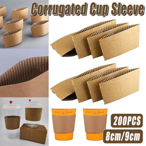 Kraft Paper Coffee Cup Sleeves, Pack of 200 - 9 cm Diameter - view 2