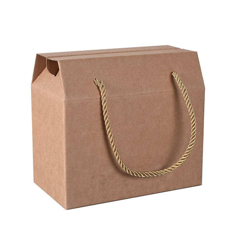 Kraft Paper Cookie Boxes with Rope Handle, Pack of 20 - Large (25 x 12 x 16.5 cm)