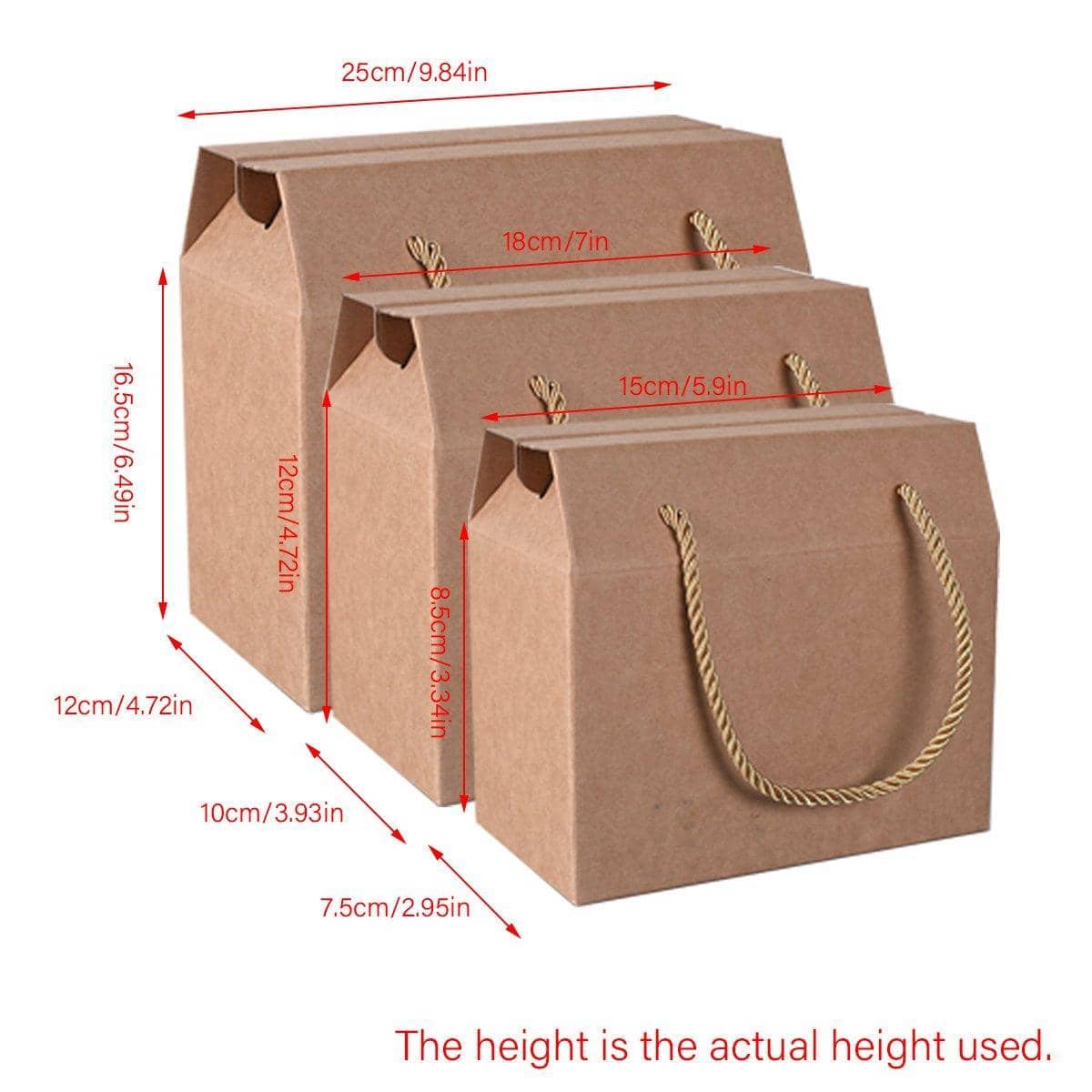 Kraft Paper Cookie Boxes with Rope Handle, Pack of 20 - Medium (18 x 10 x 12 cm) - view 4