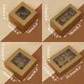 Kraft Paper Cupcake Box with Window - Pack of 25, 2 Holes - view 4
