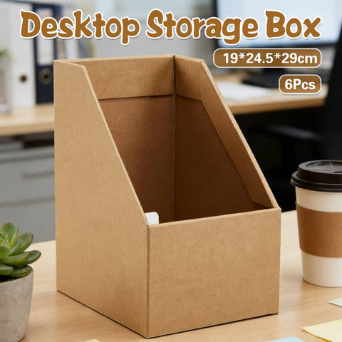 Kraft Paper Desktop Storage Boxes, 6 Pack - Kraft Brown