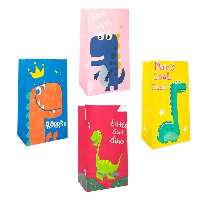 Kraft Paper Dinosaur Party Bags for Birthdays - Pack of 100 - view 2