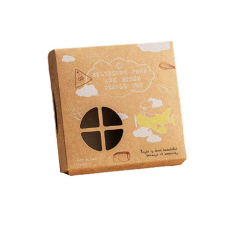 Kraft Paper Egg Tart Boxes for Bakery Packaging - Airplane Pattern, 4 Egg Tarts, Pack of 40