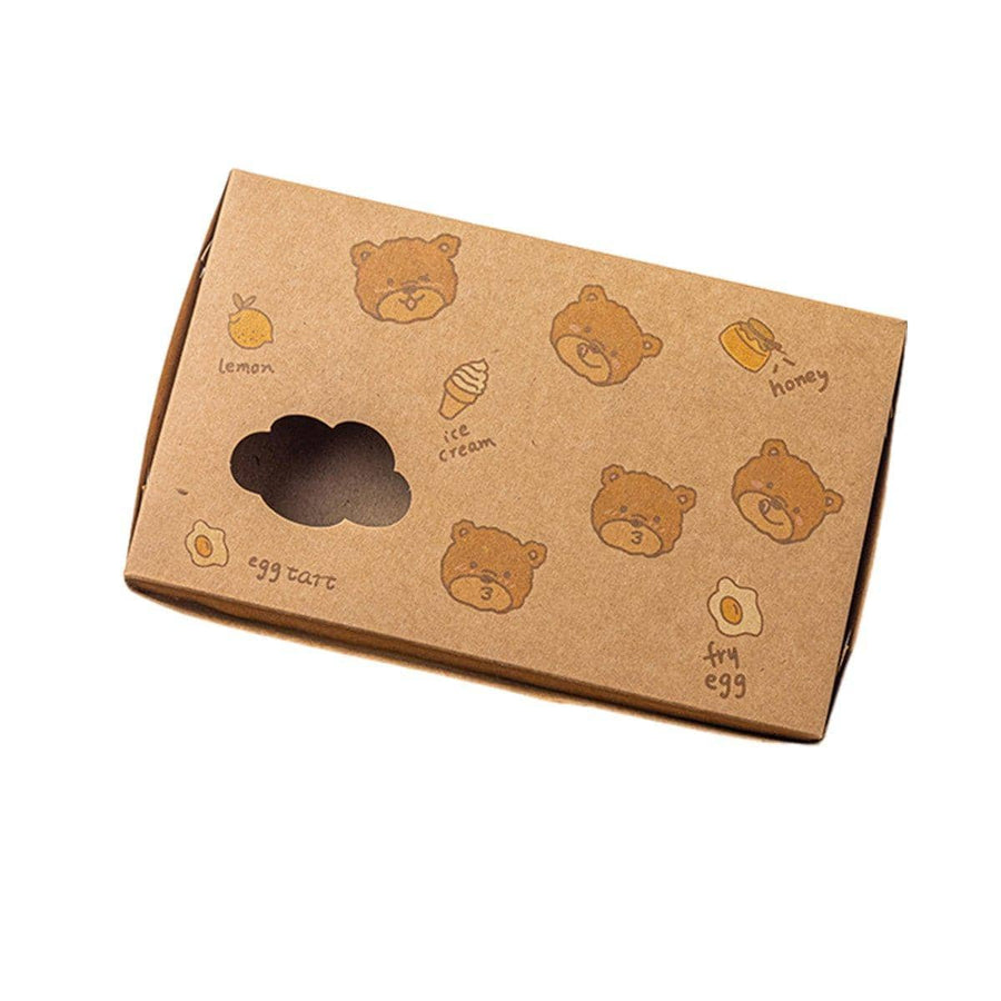 Kraft Paper Egg Tart Boxes for Bakery Packaging - Bear Pattern, 6 Egg Tarts, Pack of 40