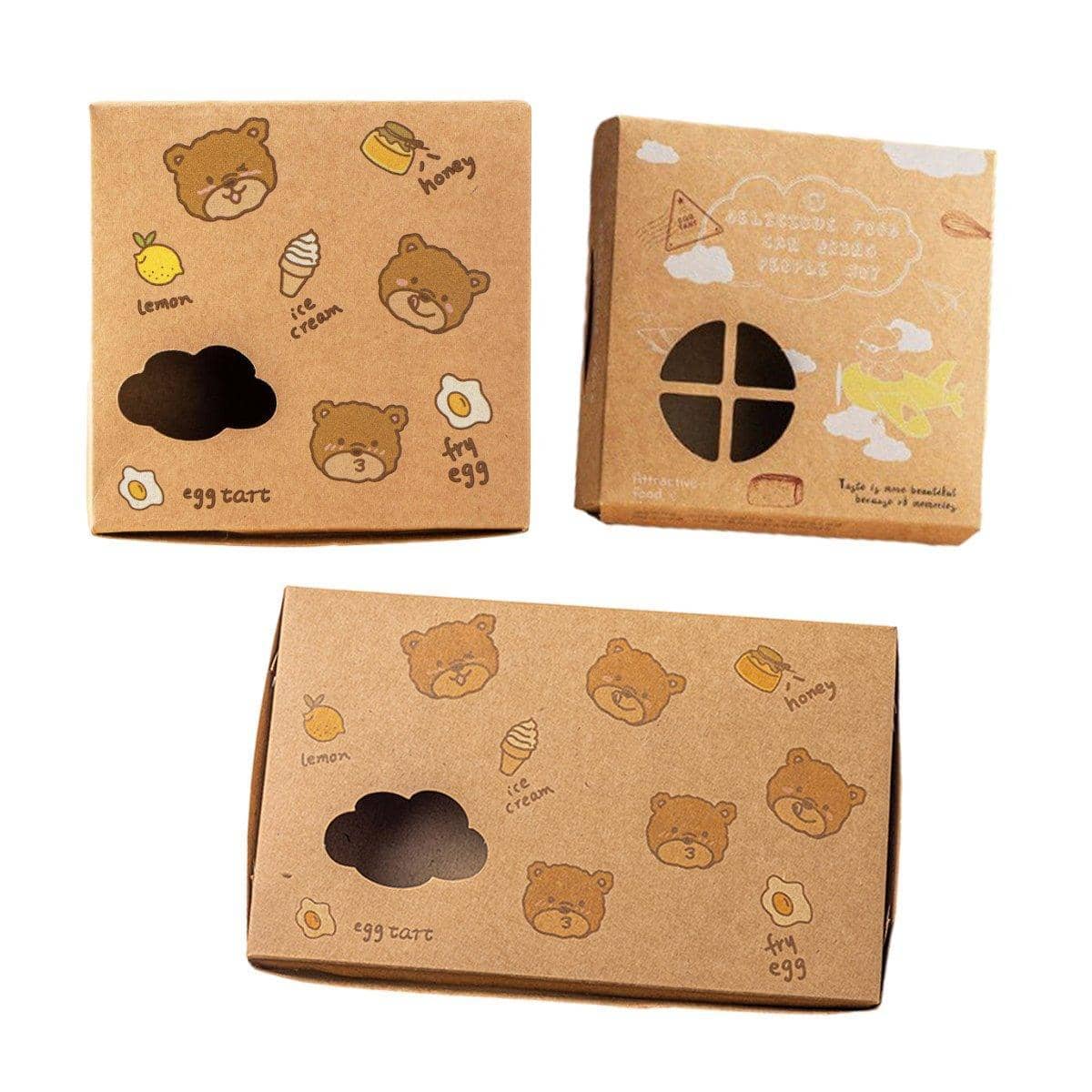 Kraft Paper Egg Tart Boxes for Bakery Packaging - Bear Pattern, 6 Egg Tarts, Pack of 40 - view 3
