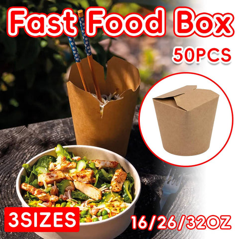 Kraft Paper Fast Food Takeaway Boxes Leakproof Greaseproof, Pack of 50 - 32 oz - view 2