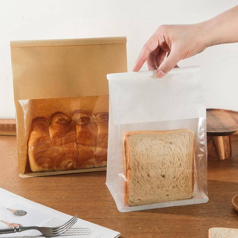 Kraft Paper Flat Bottom Bread Bags with Window - 16 x 26 cm, Pack of 100 - view 5