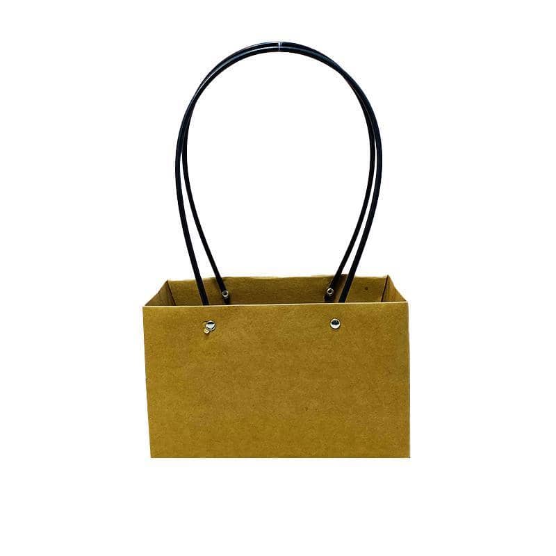 Kraft Paper Flower Bag with Handles, Pack of 25 - Wide Rectangular, 22 cm Wide