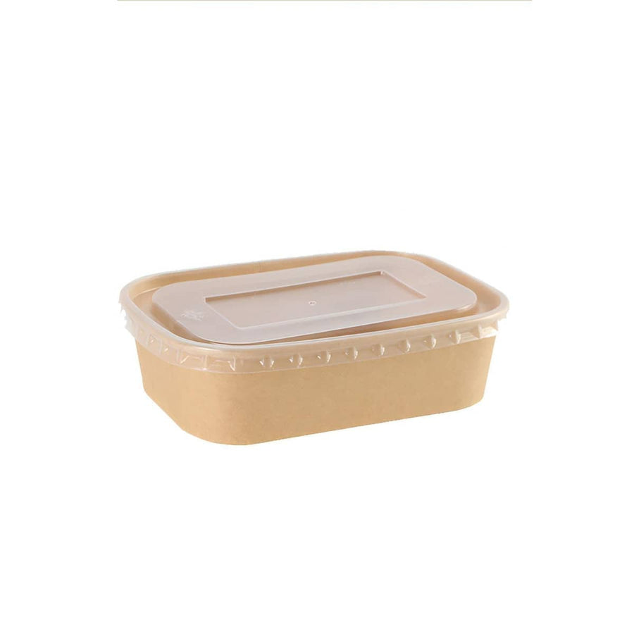 Kraft Paper Food Containers with PP Lids - 500 ml, Pack of 50