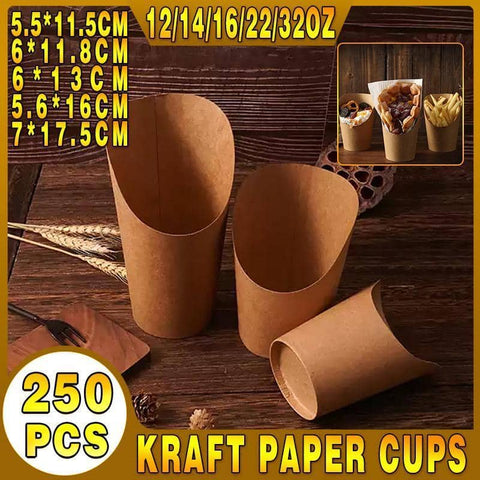 Kraft Paper French Fry Cups, Pack of 250 - 16 oz (Height 13 cm) - view 2