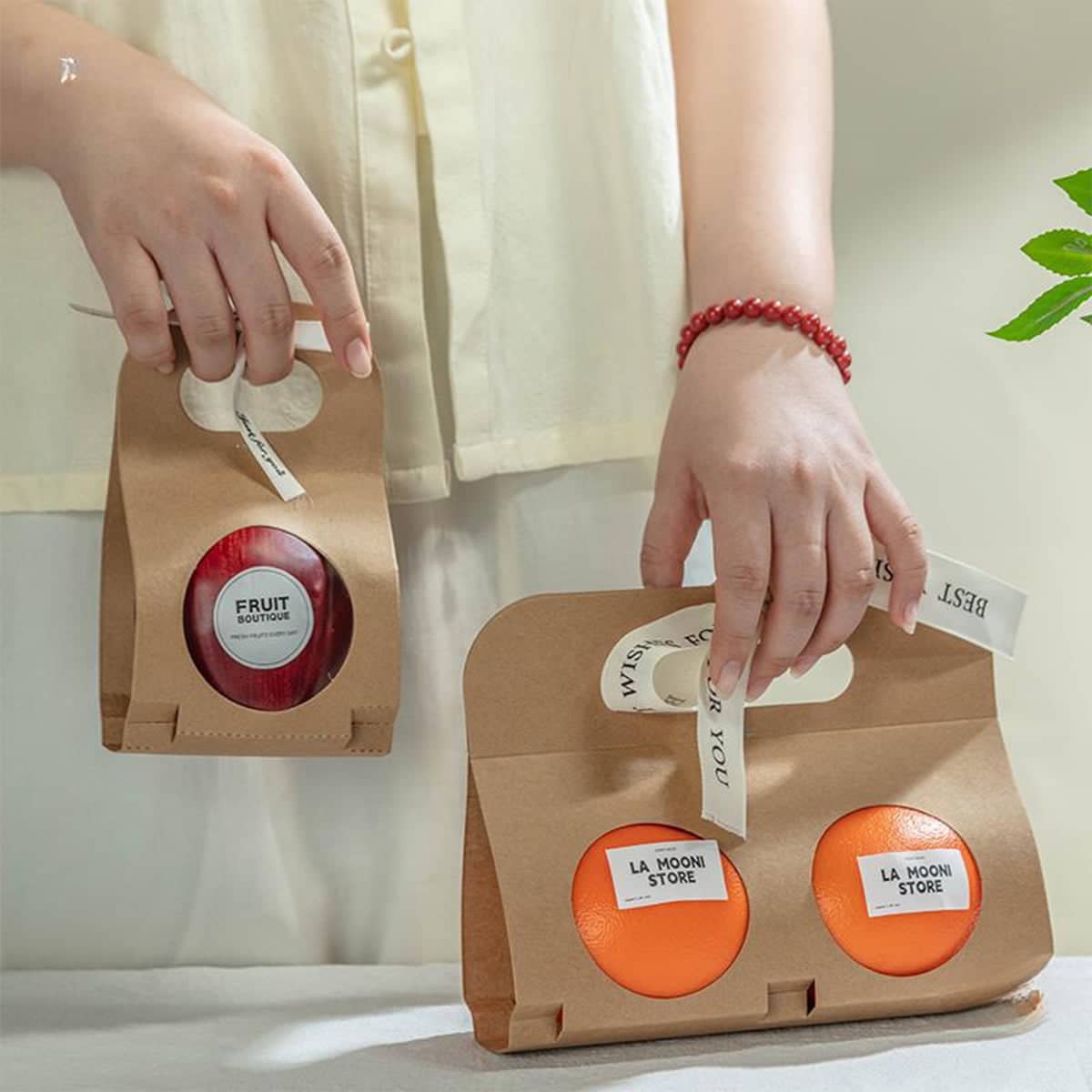 Kraft Paper Fruit Gift Box with Handle and Window, Pack of 50 - Single (16 x 9 cm) - view 5