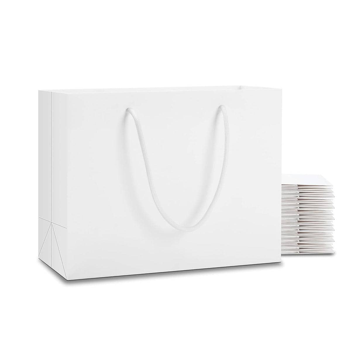 Kraft Paper Gift Bags Blank Shopping Handbags for Garment Packaging, Pack of 50 - 13 x 19 x 6 cm