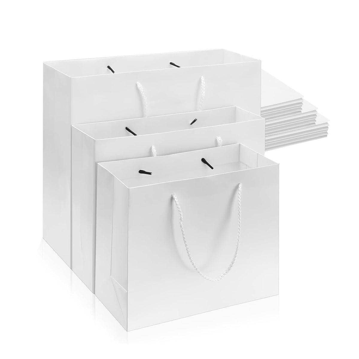 Kraft Paper Gift Bags Blank Shopping Handbags for Garment Packaging, Pack of 50 - 13 x 19 x 6 cm - view 3