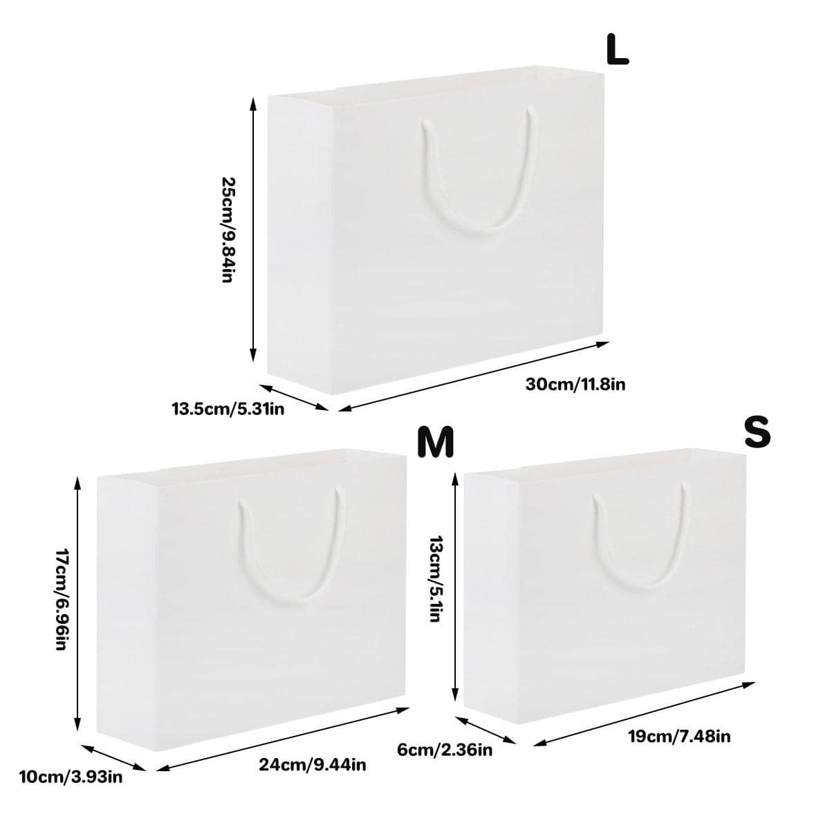 Kraft Paper Gift Bags Blank Shopping Handbags for Garment Packaging, Pack of 50 - 13 x 19 x 6 cm - view 4