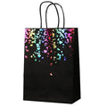 Kraft Paper Gift Bags with Heart Foil Print - Black with Rainbow Foil, Pack of 30