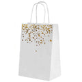 Kraft Paper Gift Bags with Heart Foil Print - White with Gold Foil, Pack of 30