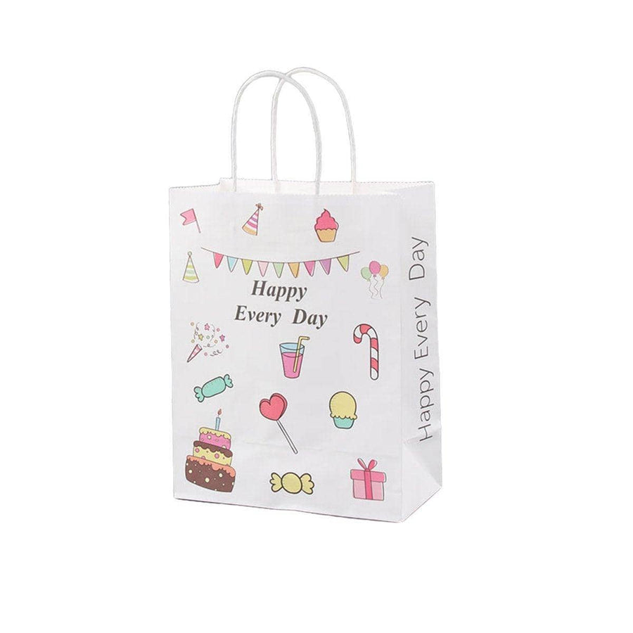 Kraft Paper Gift Bags for Kids - 18 x 9 x 23 cm, Style BDLW, Pack of 50