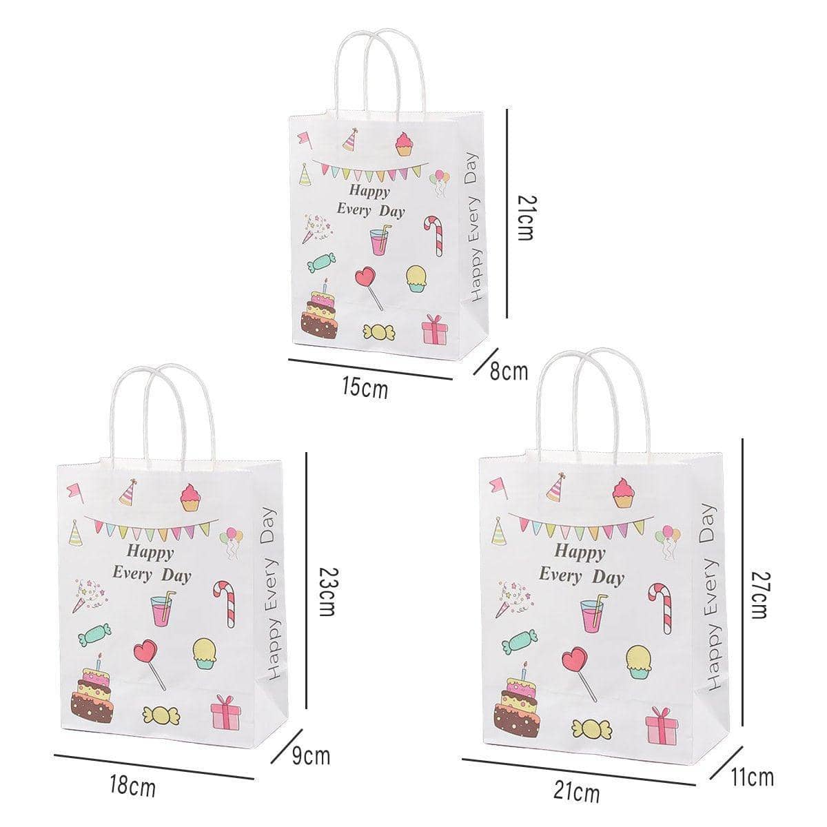 Kraft Paper Gift Bags for Kids - 21 x 11 x 27 cm, Style FDX, Pack of 50 - view 4