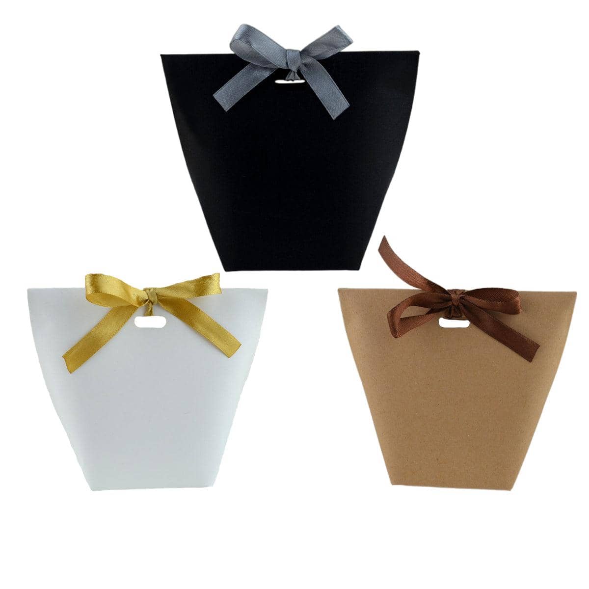 Kraft Paper Gift Bags with Ribbon Closure, Pack of 50 - Black - view 3